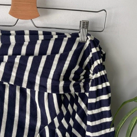 Koch Skirt Womens Medium Blue White Striped Draped Summer Boho Retro Wyeth